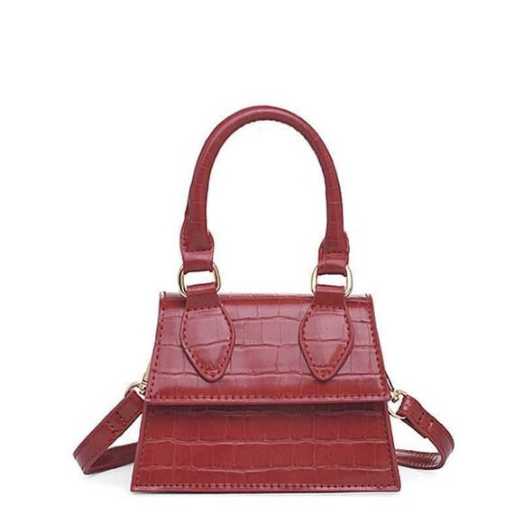 Mini Croc Retro Classic Clutch Crossbody Handbag with Zipper Closure - Picture 6 of 7